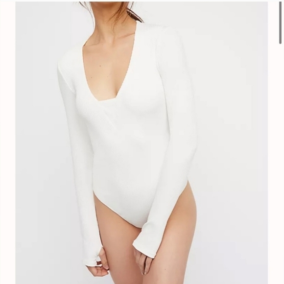 Free People Intimately Free White longsleeve bodysuit Large - Picture 1 of 5